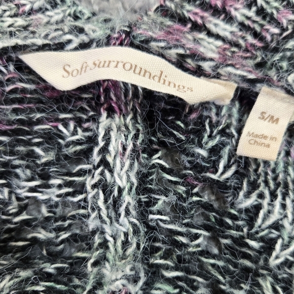 Soft Surroundings Gray Purple Tortuga Open Knit Wavy Longline Cardigan Cozy - Picture 6 of 8